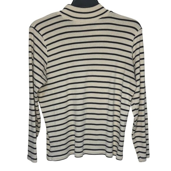 L.L. Bean Women's Striped Quarter Zip Long Sleeve Shirt Size XL Nautical Coastal - Picture 2 of 4
